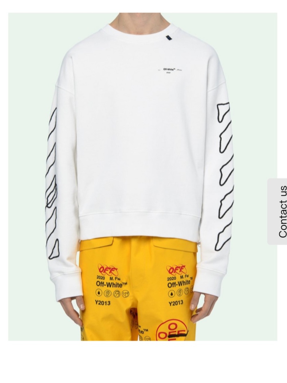 Off-White White Crewneck Sweater with Criss-Cross Graphics